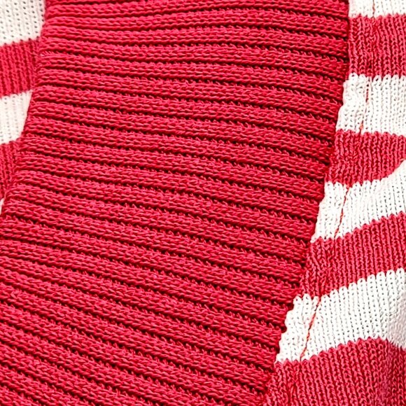 Red & White Striped 3/4 Sleeve Tunic Top With Notch Collar Size S - Picture 9 of 16